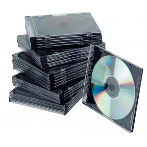 Obal Slim na CD/DVD Q-CONNECT z plastu čierny/priehľadný, 25