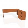 Pracovný stôl Gate, ergo, ľavý, 180x75,5x200 cm, čerešňa/čer